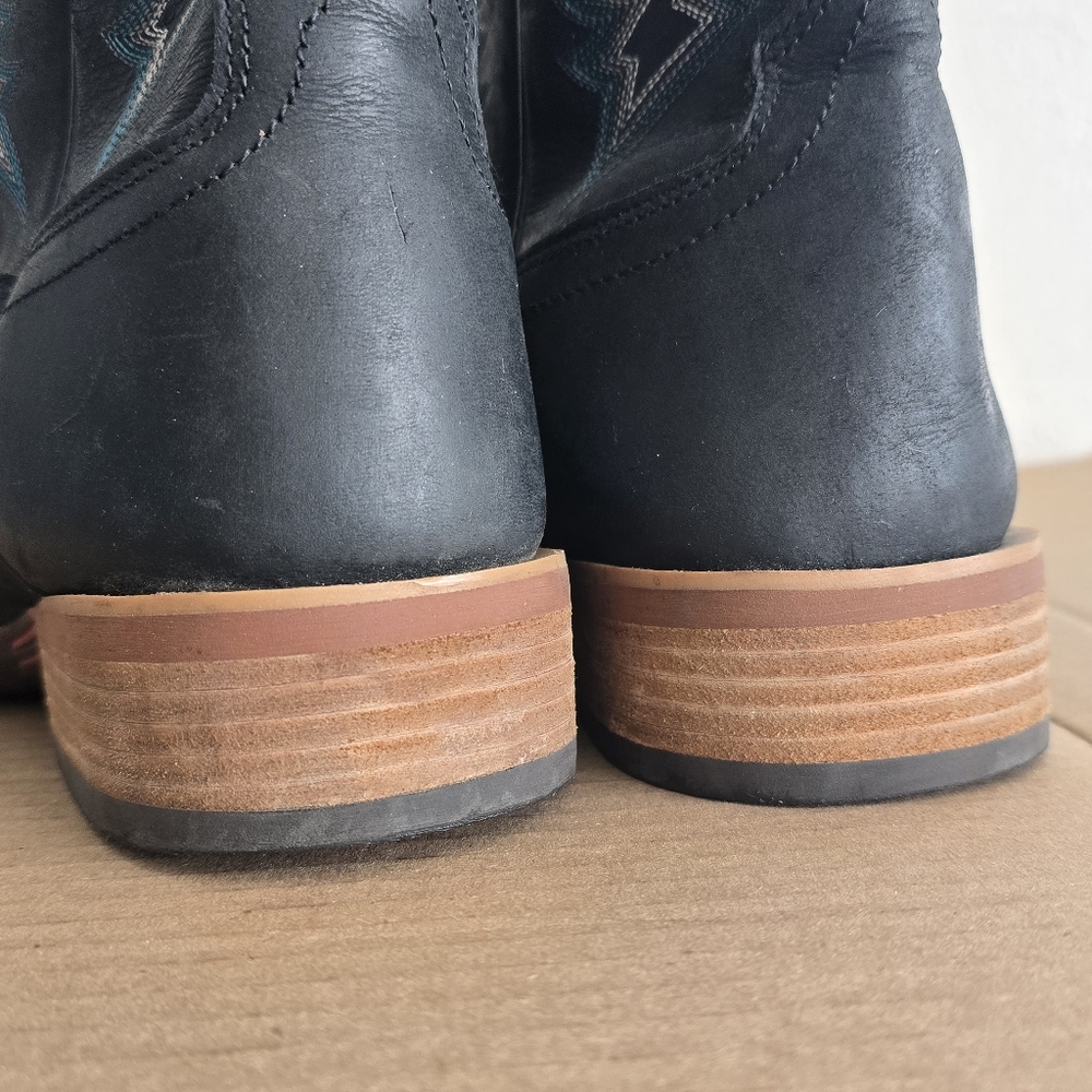 Justin Men's Tallyman Black Western Boots - Wide Square Toe Men's 11 - Picture 6 of 8